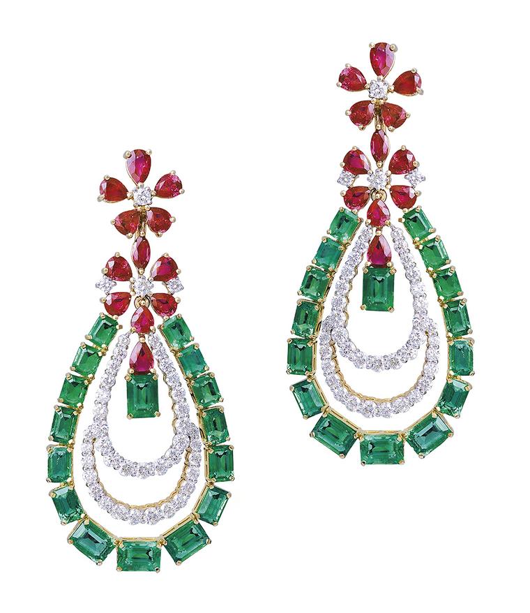 FarahKhanGemfieldsZambianEmeraldandMozambicanRubyEarrings