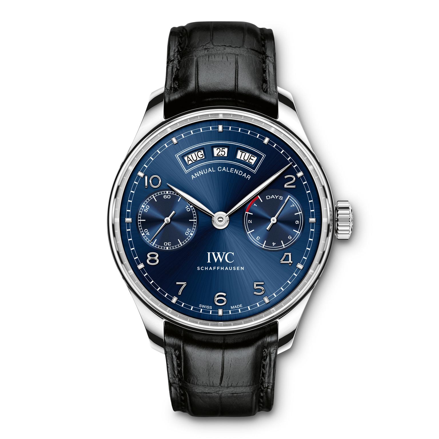 Portugieser Annual Calendar watch with a midnight blue dial IWC The Jewellery Editor