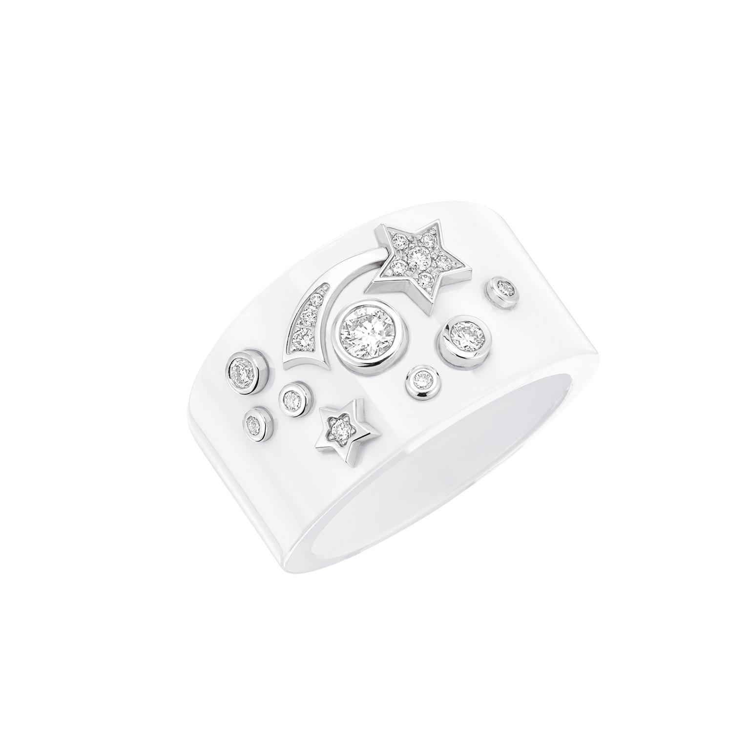 Chanel Cosmique de Chanel Ring Ceramic with 18K White Gold and Diamonds  Small White 2454471