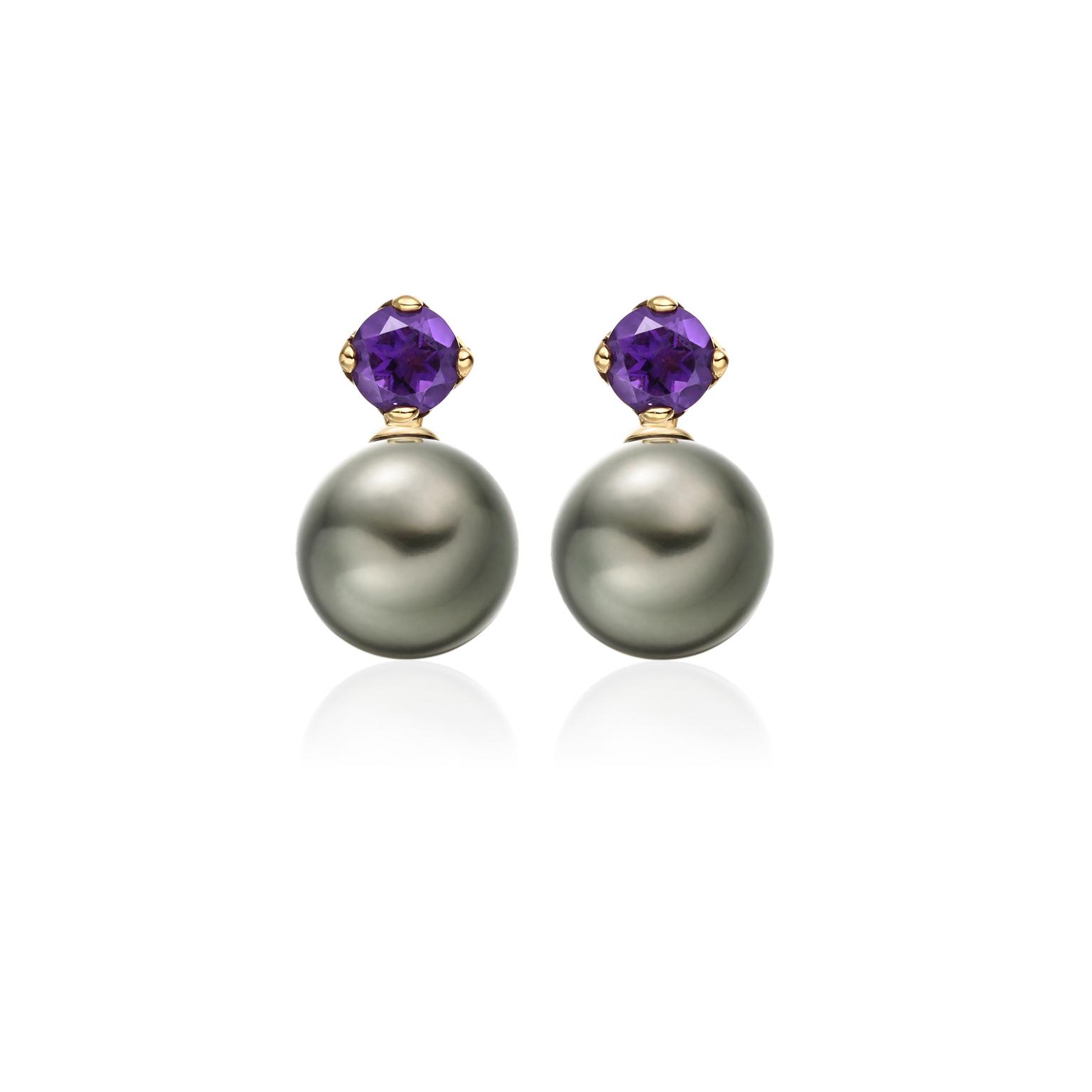 Winterson Amethyst Pearl Earrings Zoom