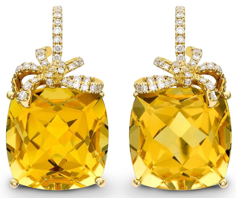 Valentines - Kiki McDonough Citrine and diamond Cushion Bow earrings. Price from £2,600