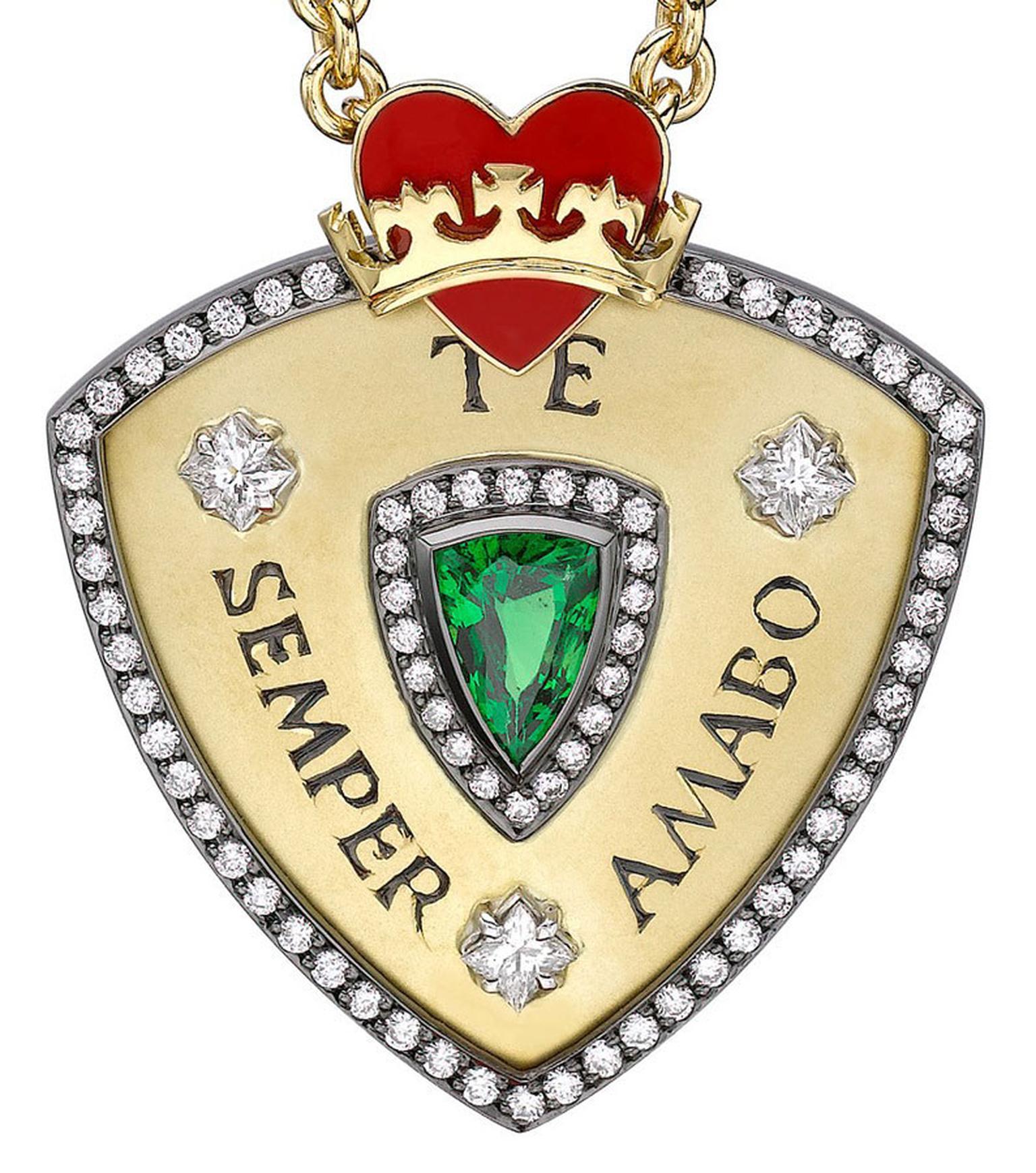 Valentines - Theo Fennell 18ct Yellow and White Gold,  Red Enamel, Tsavorite and Diamond "Te Semper Amabo" Carpe Diem Pendant £10,500"?