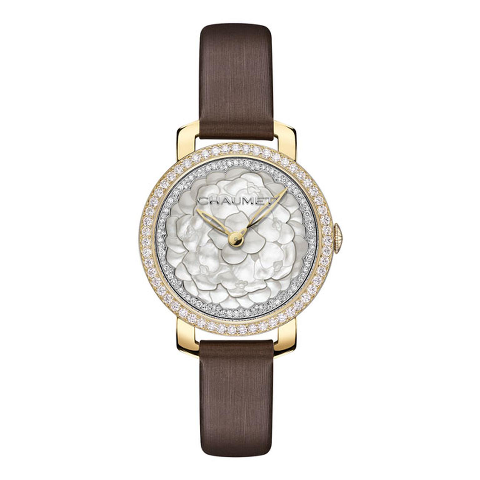 Chaumet Hortensia watch with brown strap_main