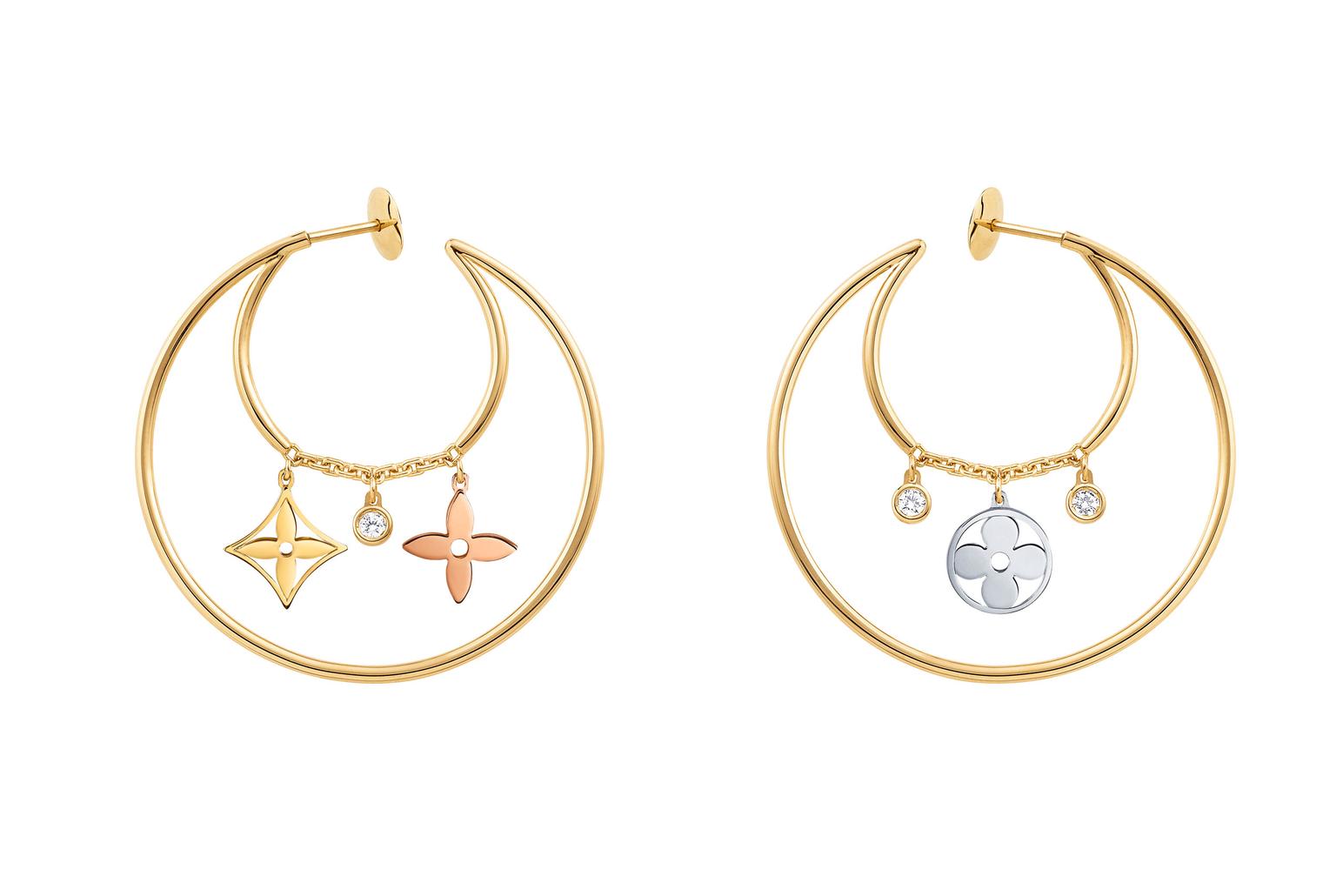 Monogram Sun diamond earrings in rose gold, Louis Vuitton