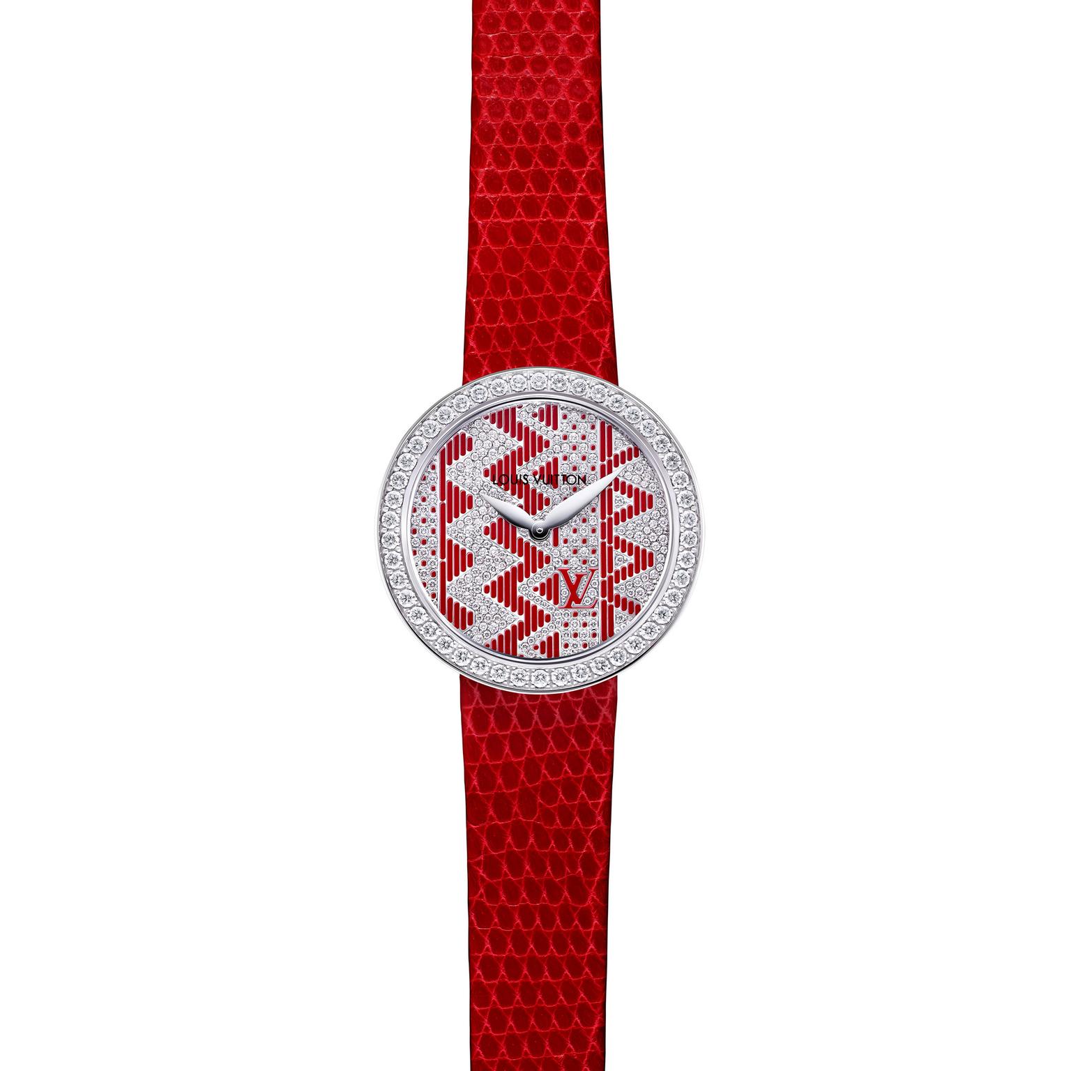 Louis Vuitton Joaillerie Chevron ladies watch in red_zoom