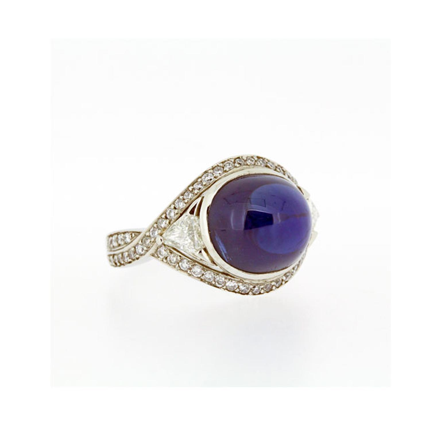 Baroque Cabochon Blue Sapphire ring_main