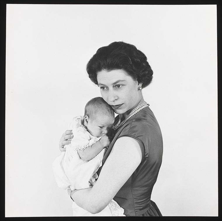 Title: Queen Elizabeth II with Prince Andrew  Artist: Cecil Beaton  Date: 1960  Credit line: copyright V&A images