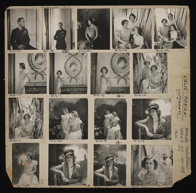 Contact sheet of The Royal Family, Buckingham Palace  Artist: Cecil Beaton  Date: October 1942  Credit line: copyright V&A images