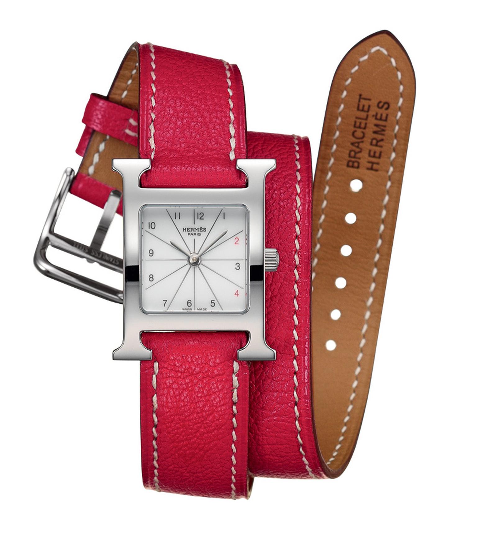 Hermes H on pink strap