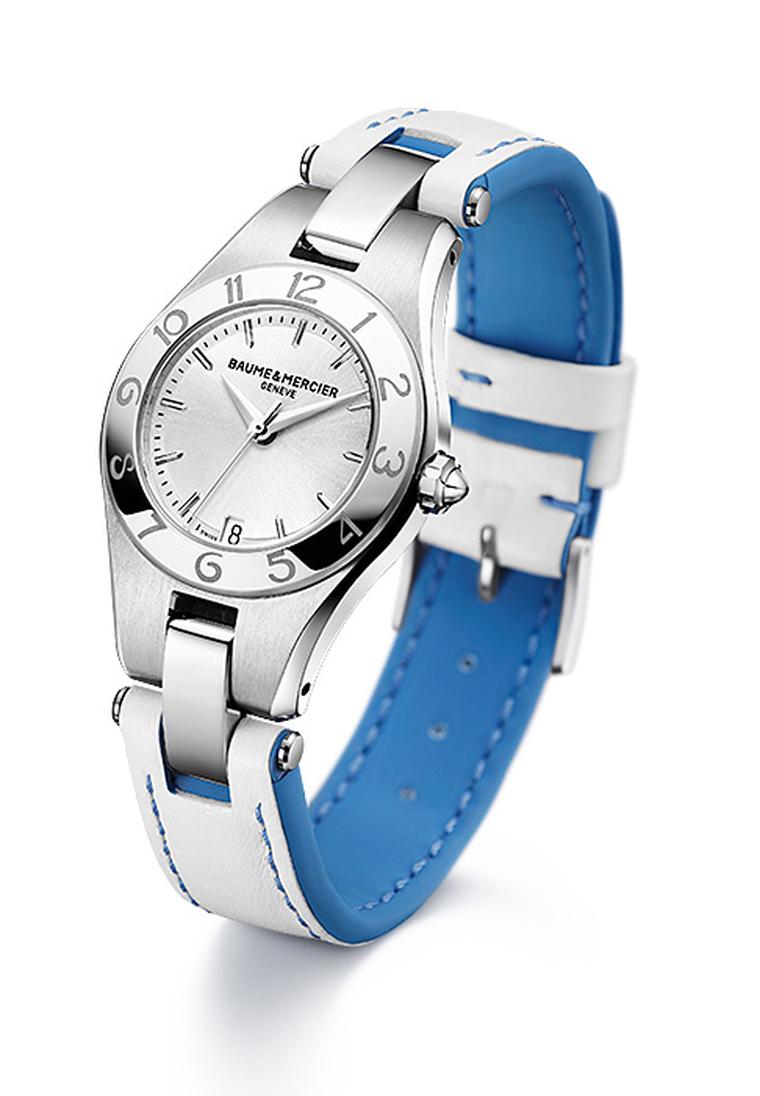 Baume & Mercier Linea with blue and white spring/summer 2012 strap