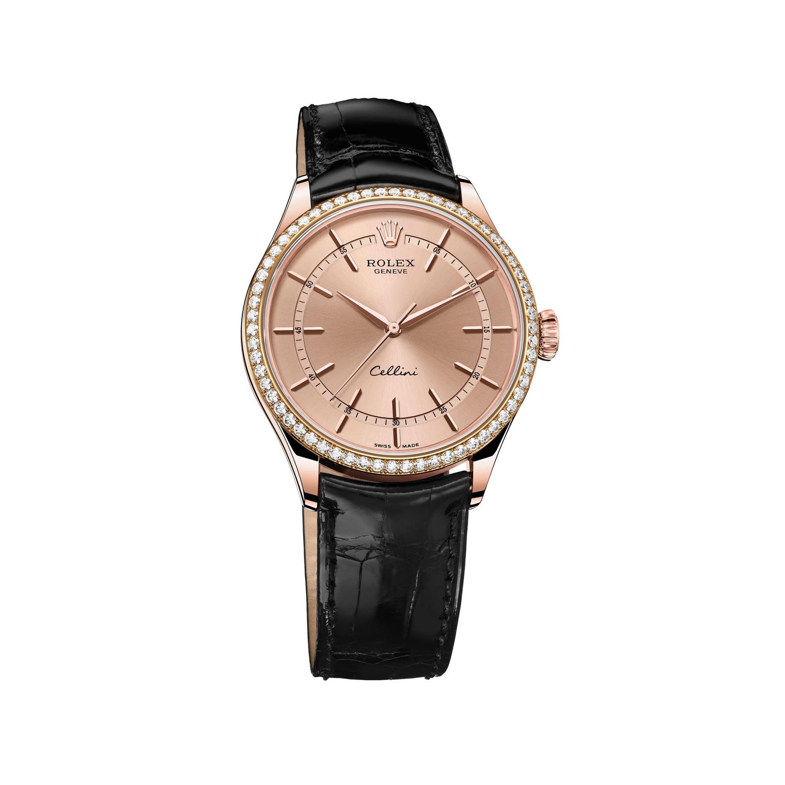 Rolex Cellini Rose Gold and diamond watch_zoom