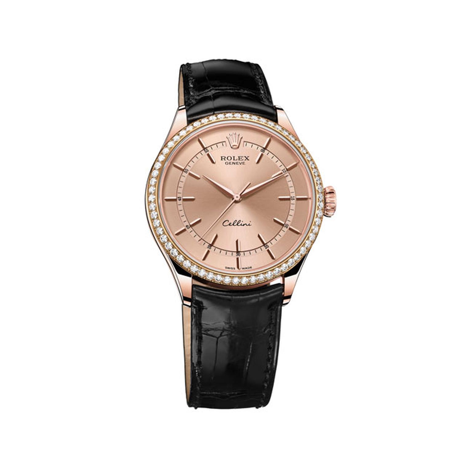 Rolex Cellini Rose Gold and diamond watch_main