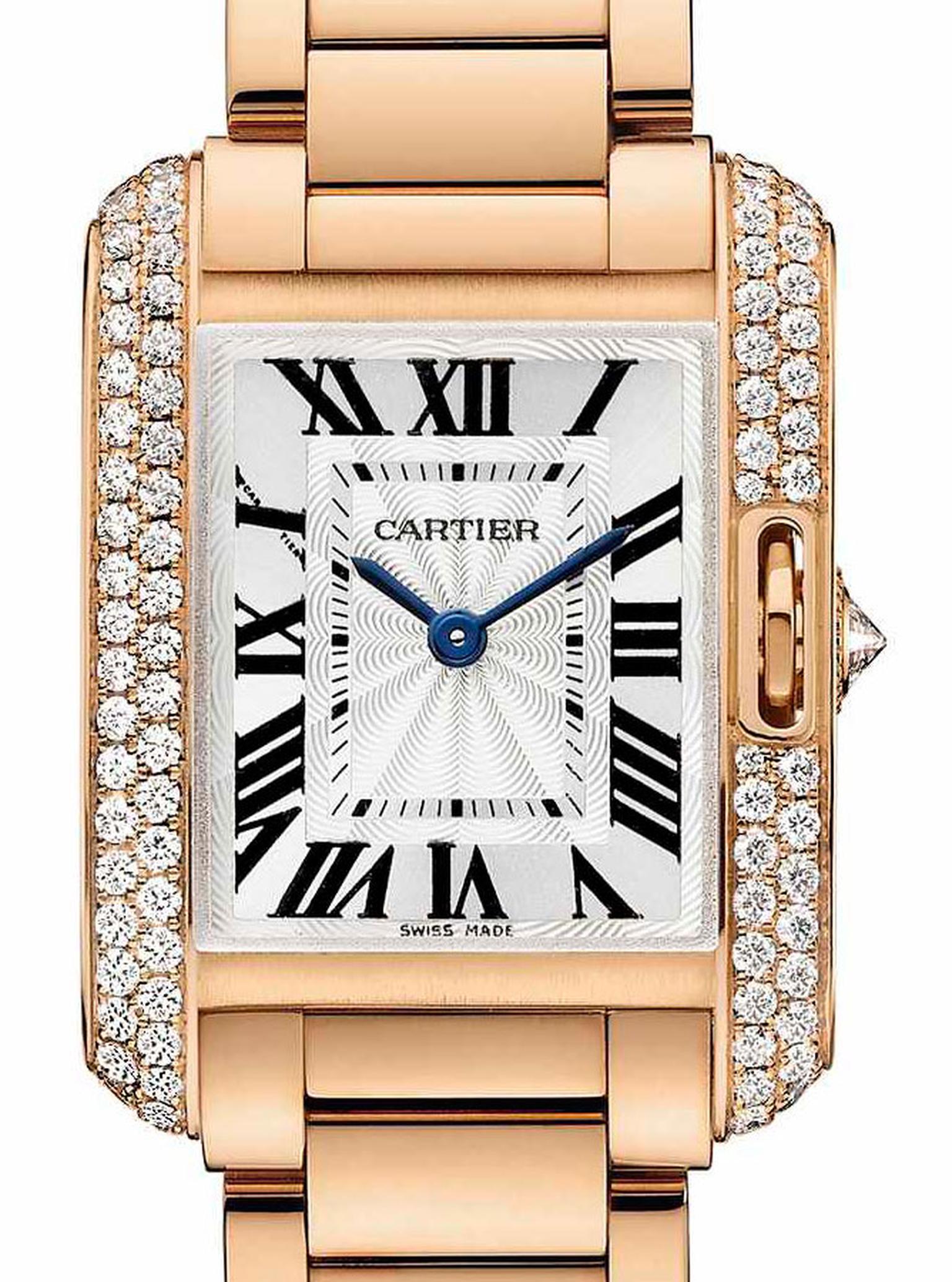 Cartier. Tank Anglaise watch, Small model, 18-carat pink gold with 0.8 carats diamonds. Price from £65,500