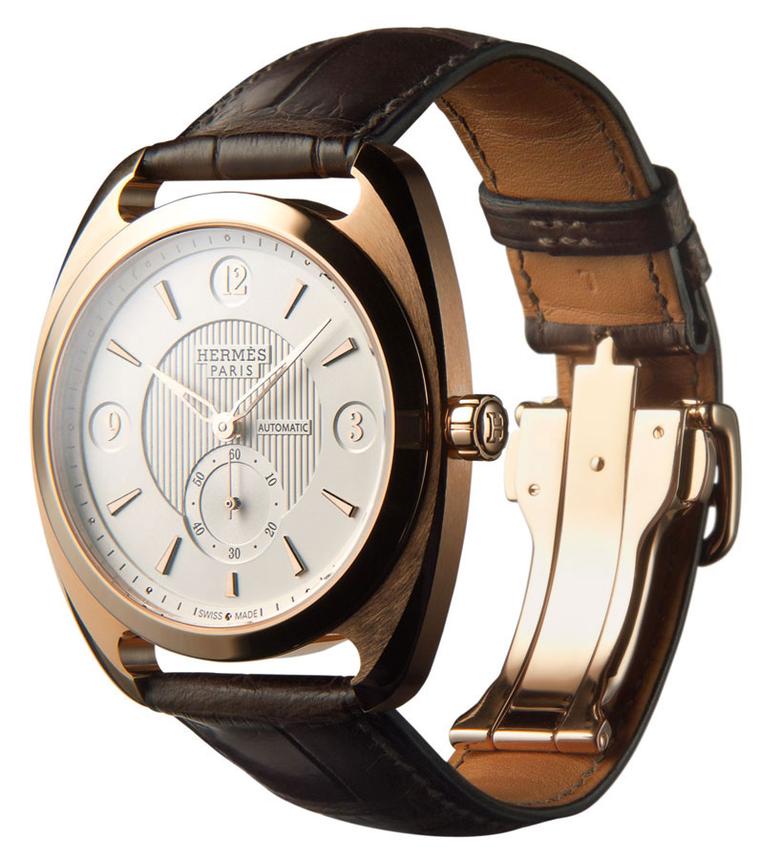 Hermes. Dressage rose gold white dial. Price from £20 000.