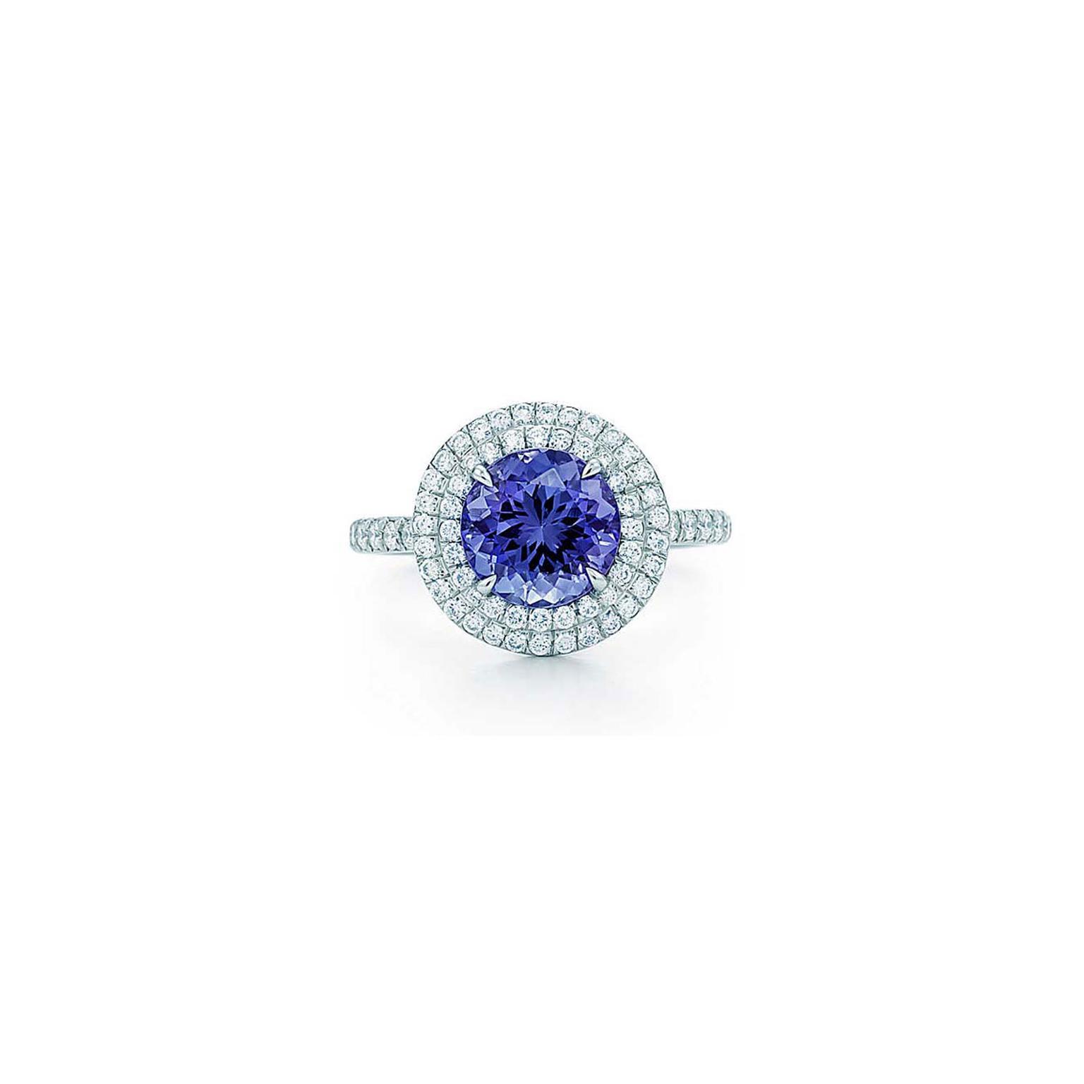 Tiffany Soleste round tanzanite and diamond ring_zoom