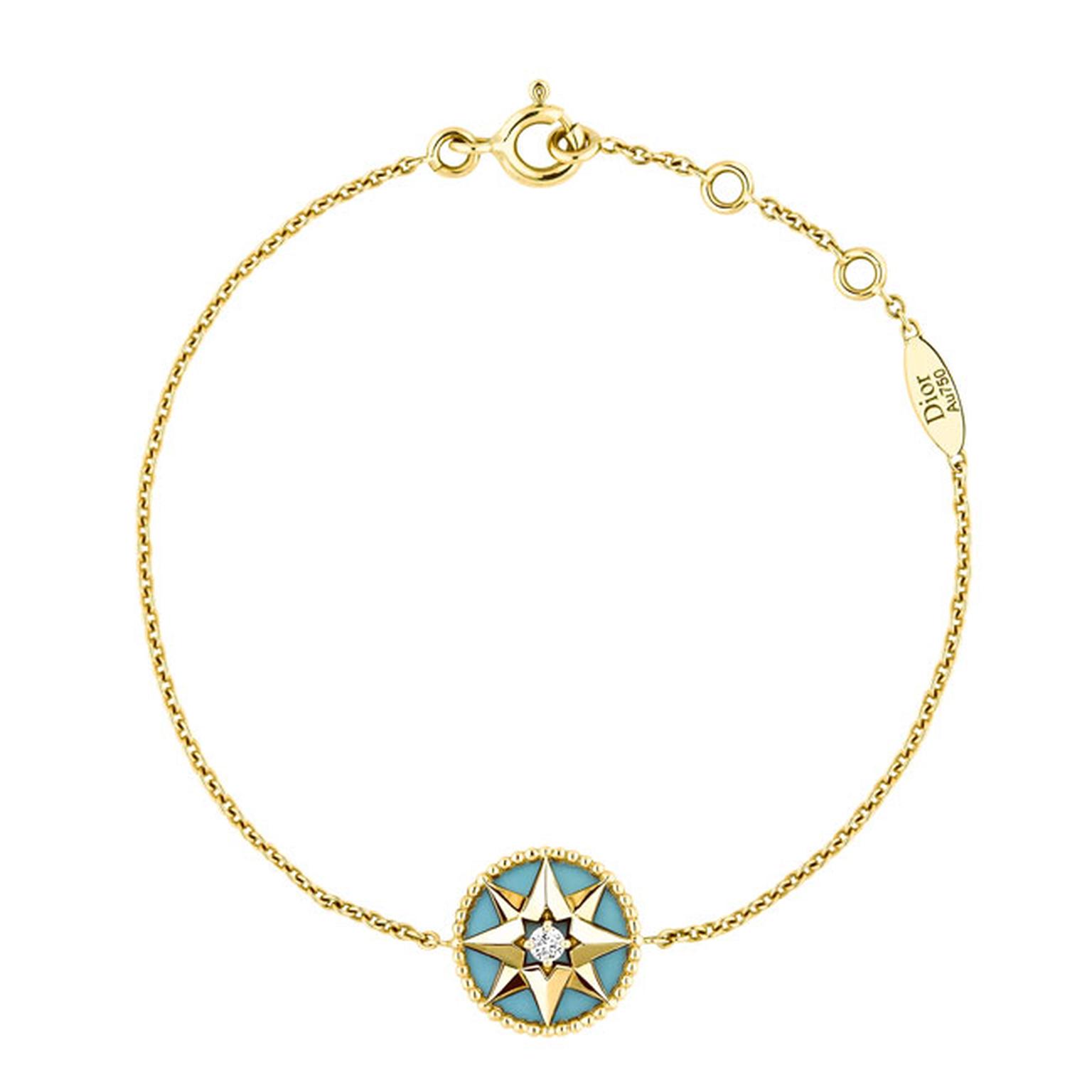 Dior Rose Des Vents yellow gold turquoise and diamond bracelet_main