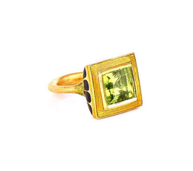 Alice Cicolini gold and peridot Kimono ring.