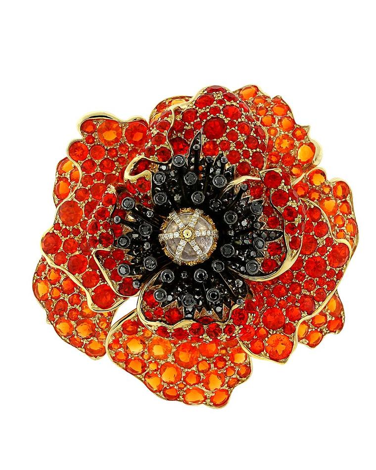 Paula Crevoshay Poppy brooch