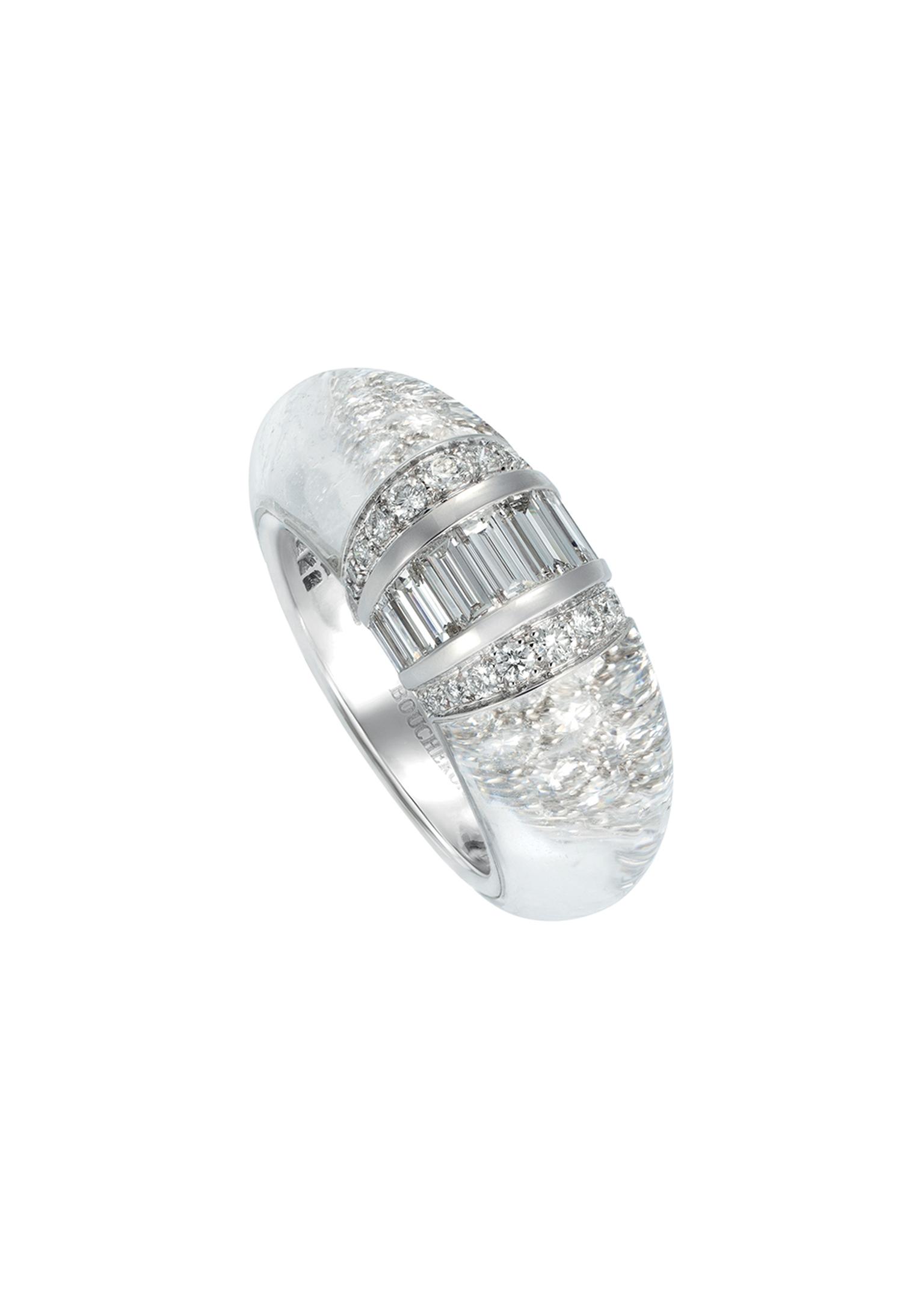 Boucheron Cascade de Diamants ring with rock crystal and diamonds.