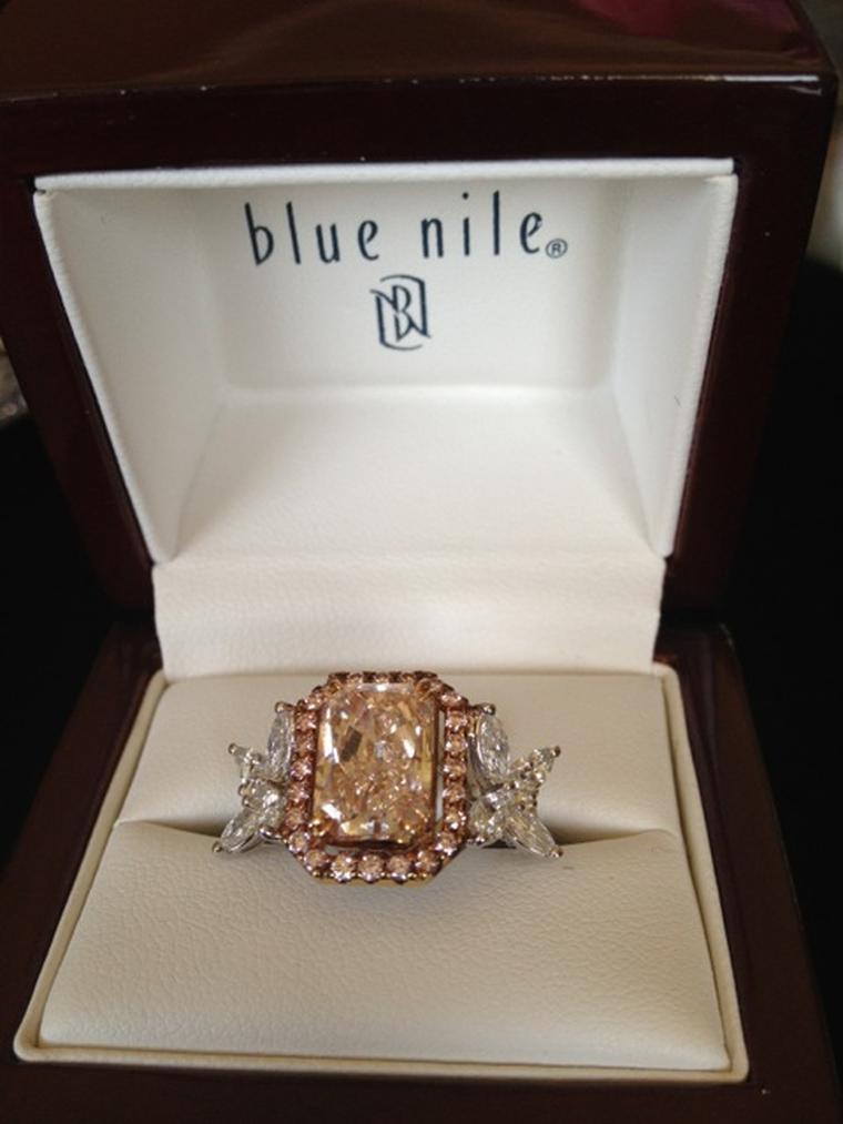 Blue Nile pink radiant diamond ring