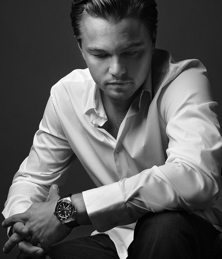 TAG Heuer faces:Leonardo DiCaprio black & white shot