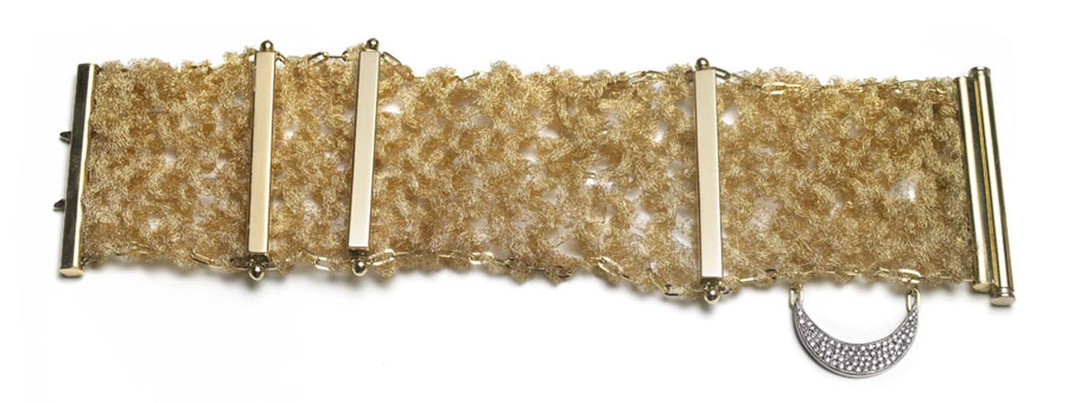 Alexandra-Jefford-1001-Night-18ct-yellow-gold-knitted-cuff-with-diamond-pave