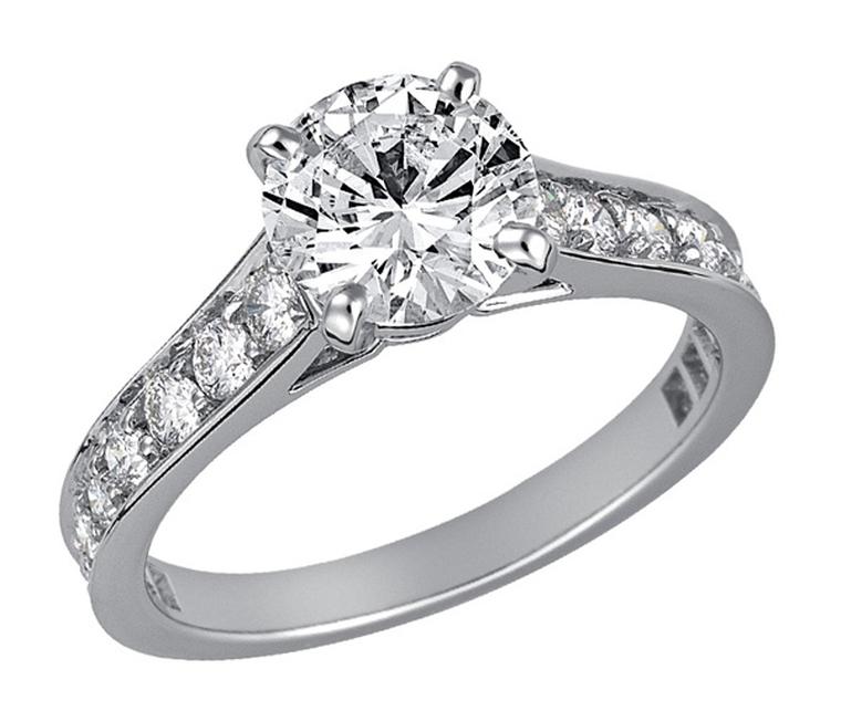 Cartier Paved Solitaire 1895 - Platinum paved with brilliant-cut diamonds, central brilliant-cut diamond