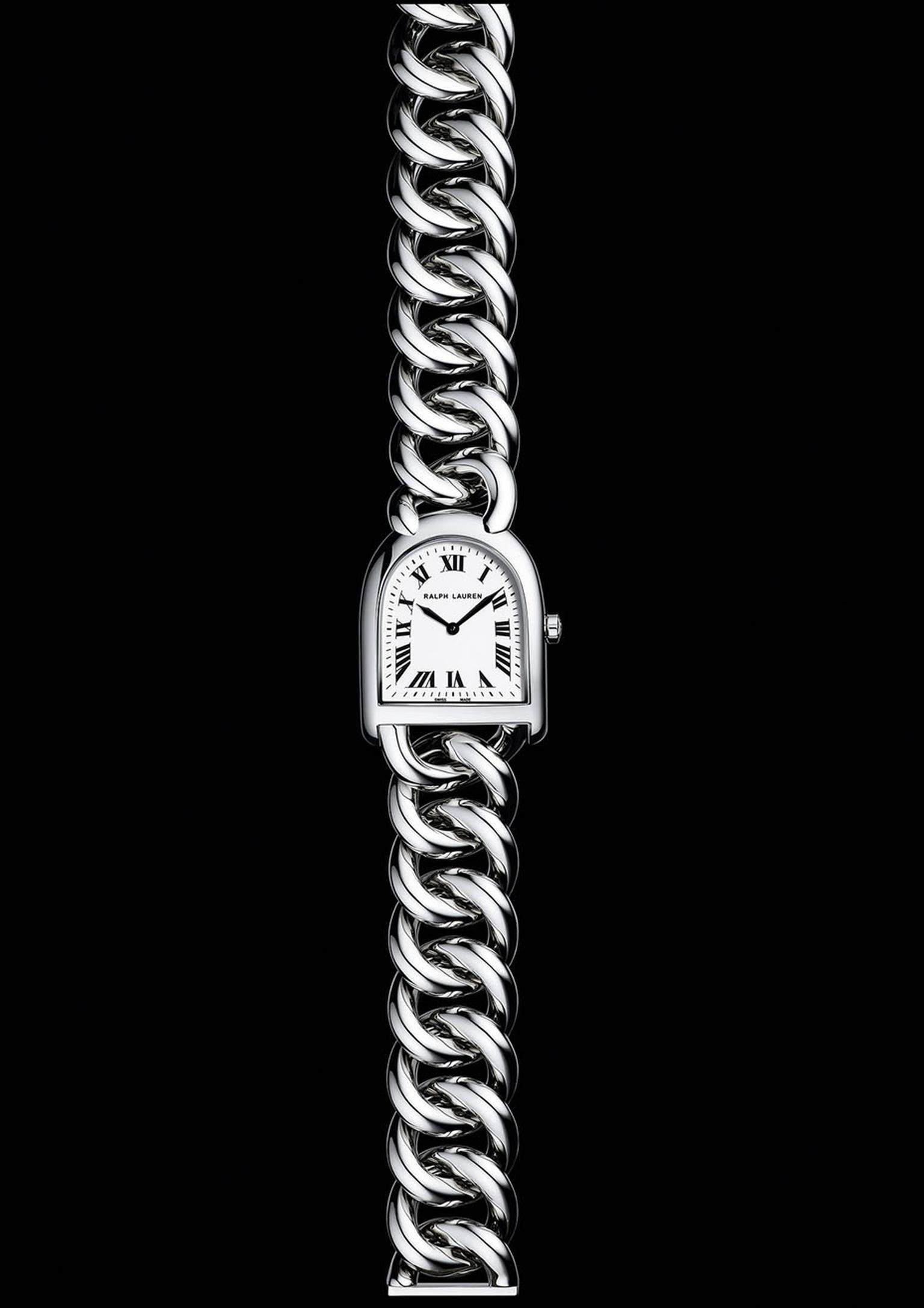 The new Ralph Lauren Stirrup Petit Link is, at just 23.3mm across, daintier than any Stirrup watch that has preceded it.