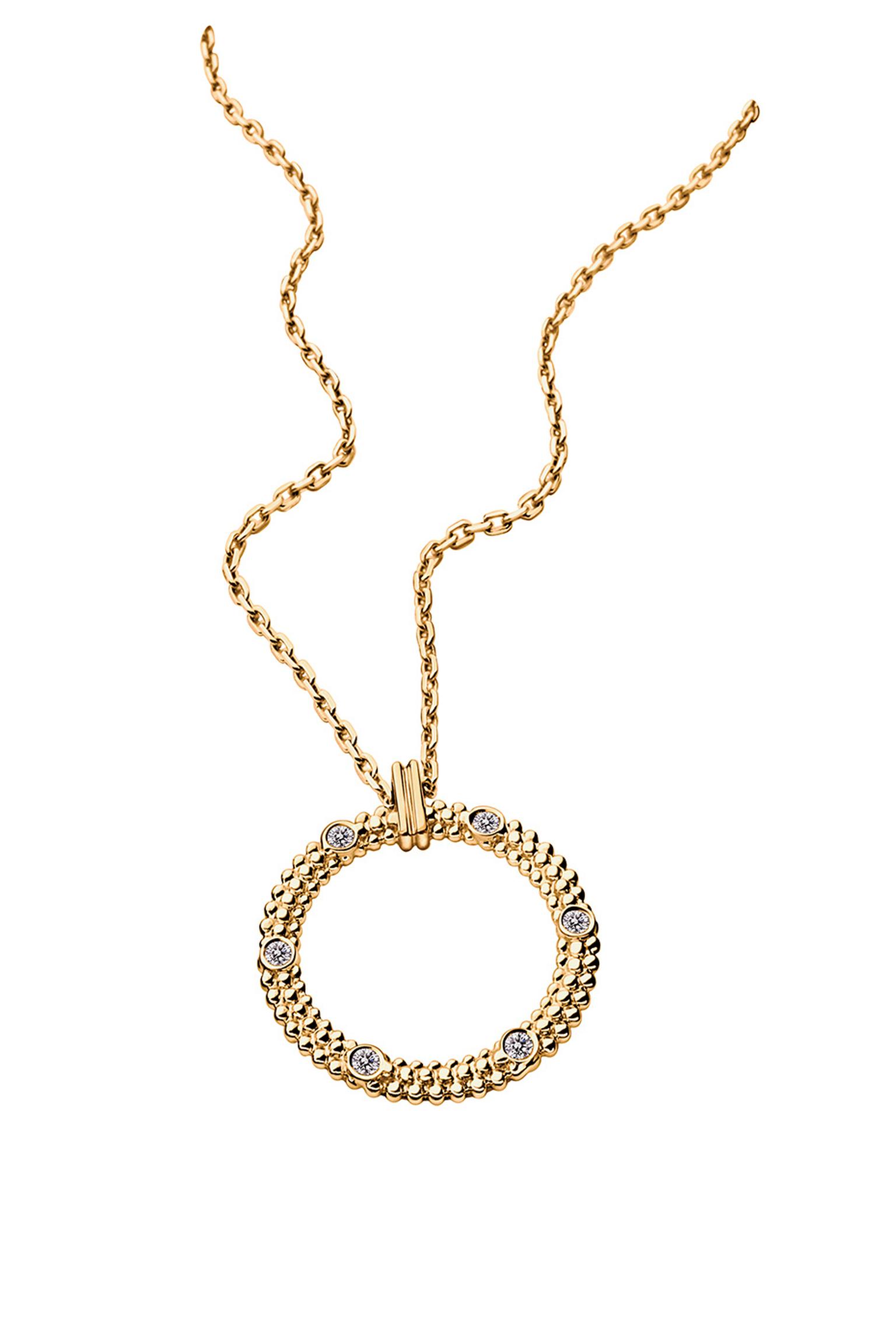 Mauboussin Le Premier Jour pendant in yellow gold, set with five  asymmetrical diamonds ($1,400).