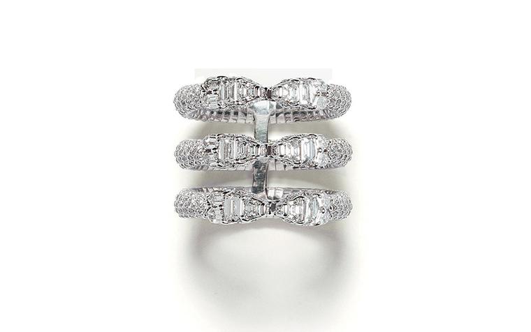 Repossi Ophydienne ring in white gold fully set with diamonds.