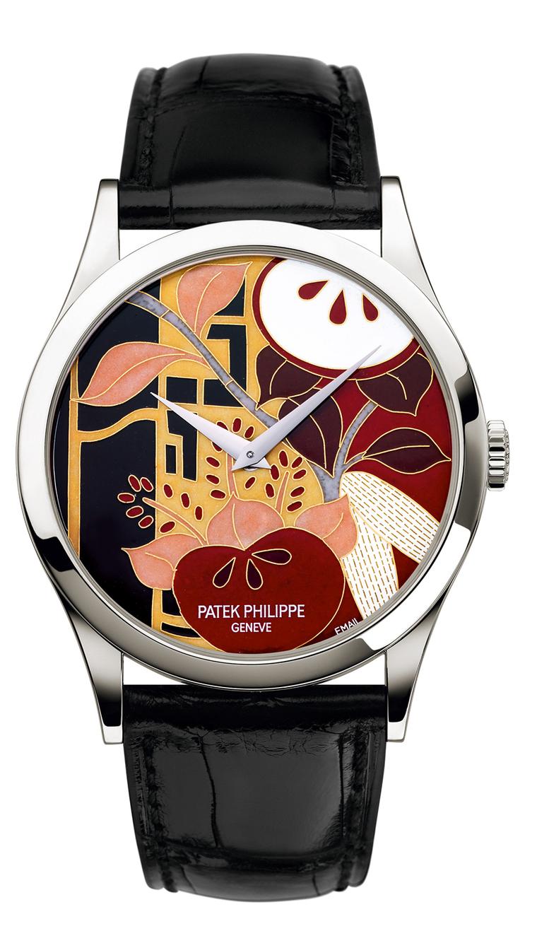 Patek Philippe Japanese Kimono Calatrava watch Ref. 5077 with cloisonné enamel dial.