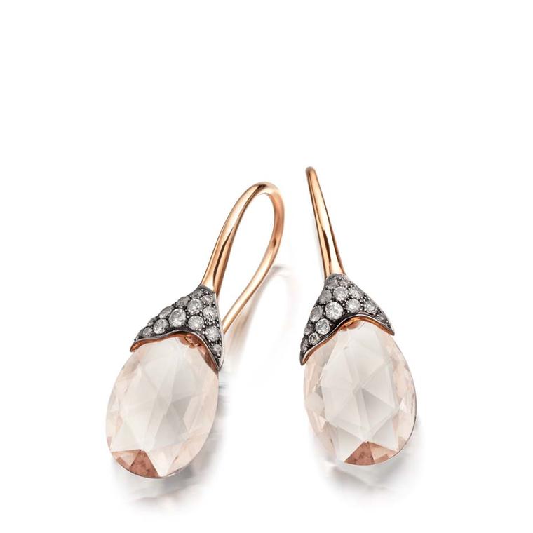 Astley Clarke Fao earrings in rose gold, set with 4.54ct of morganites and molten pavé diamonds (£2,400).