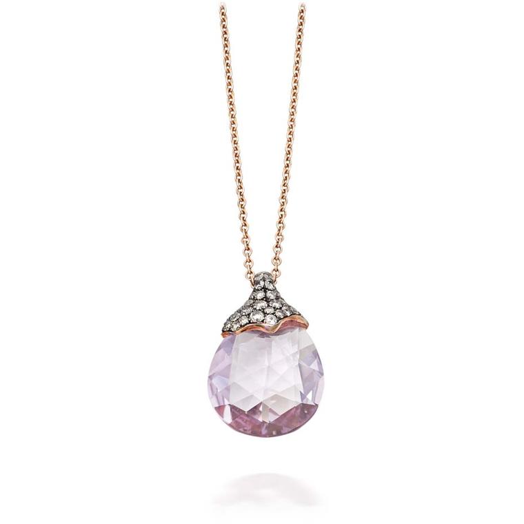 Astley Clarke small Fao pendant featuring a Rose de France amethyst and pavé diamonds