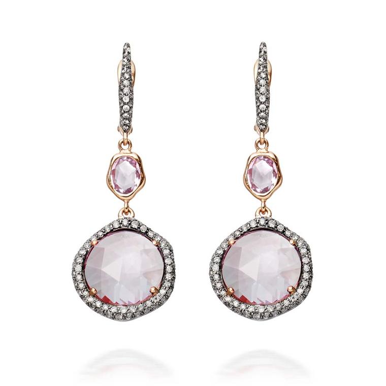 Astley Clarke Fao drop earrings set with 5.86ct Rose de France amethysts earrings and molten pavé diamonds (£3,500).