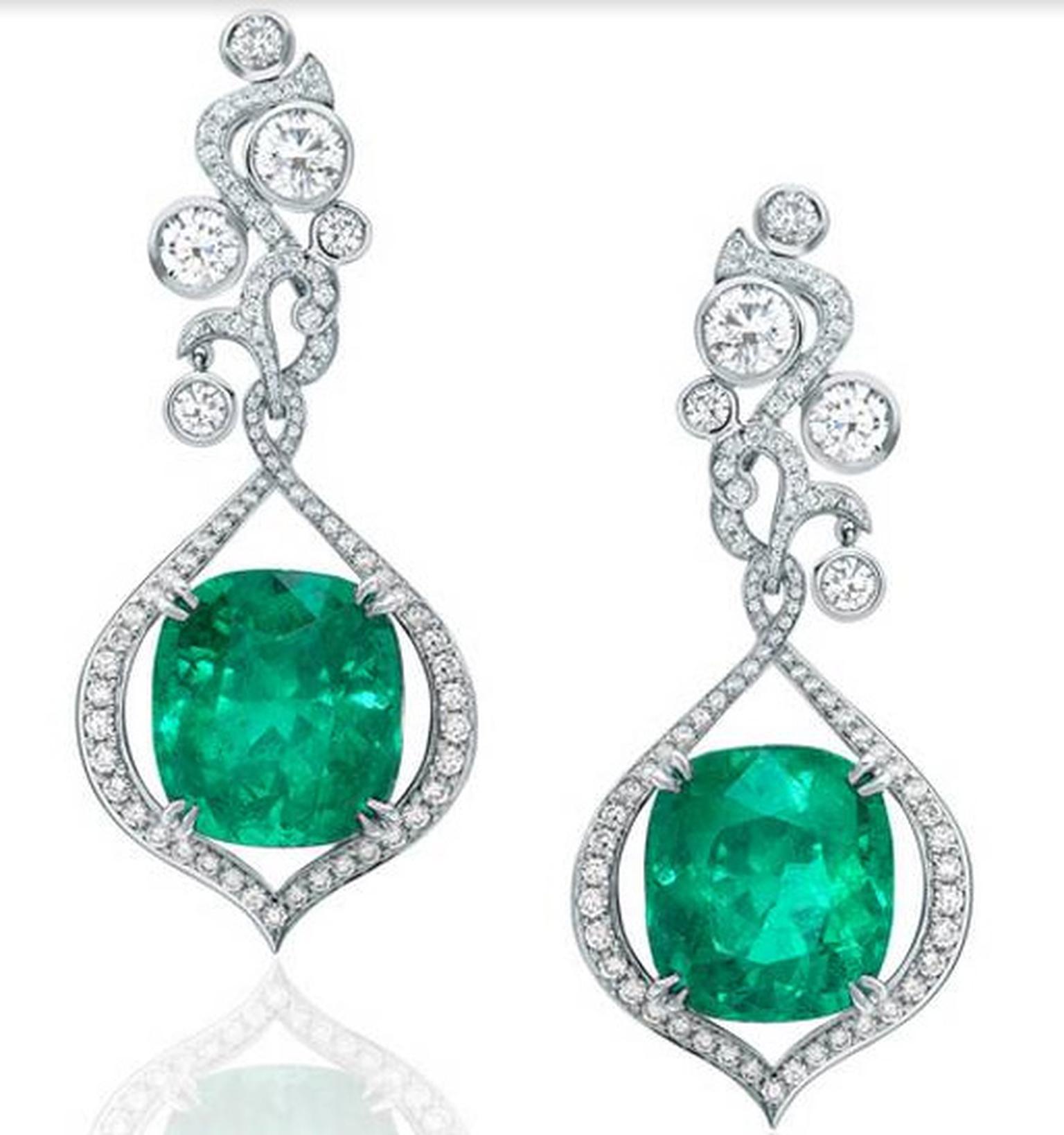 Boodles Greenfire collection Colombian emerald earrings.