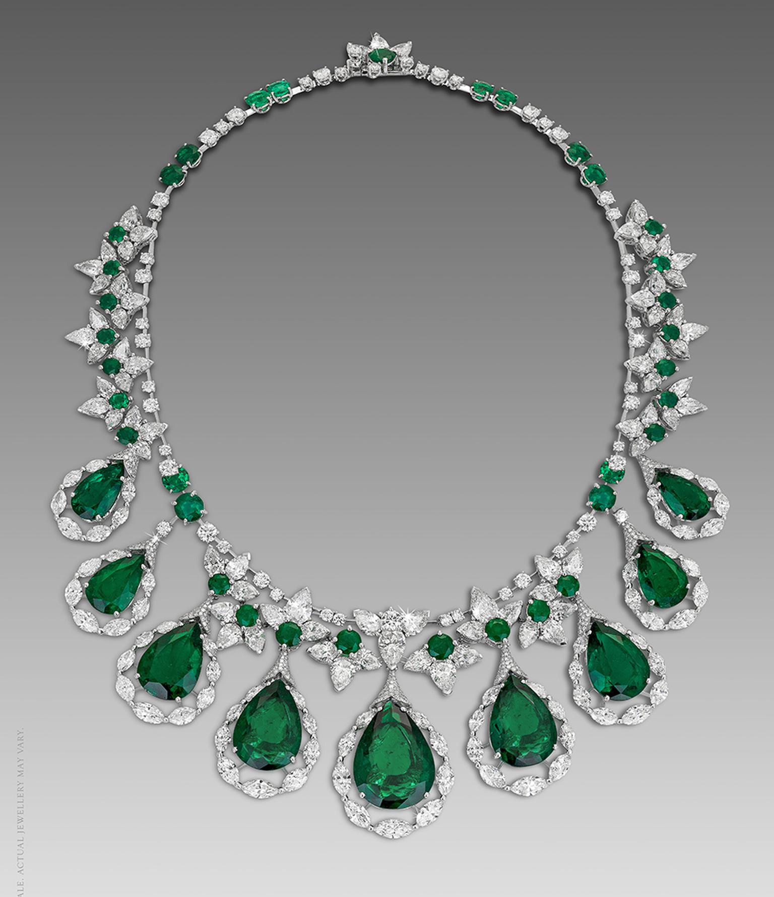David Morris emerald and diamond necklace.