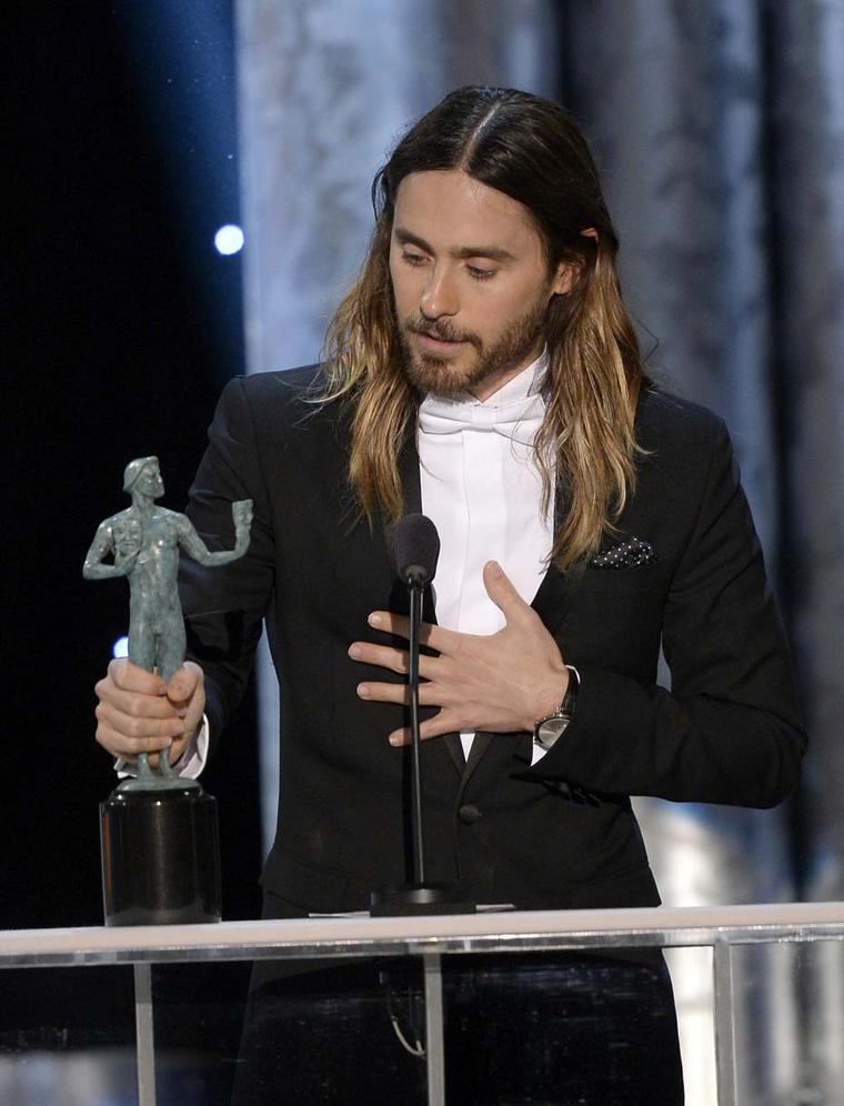 Jared Leto, winner of an award for Outstanding Performance by a Male Actor in a Supporting Role at the SAG Awards 2014, was spotted wearing a Harry Winston Midnight timepiece