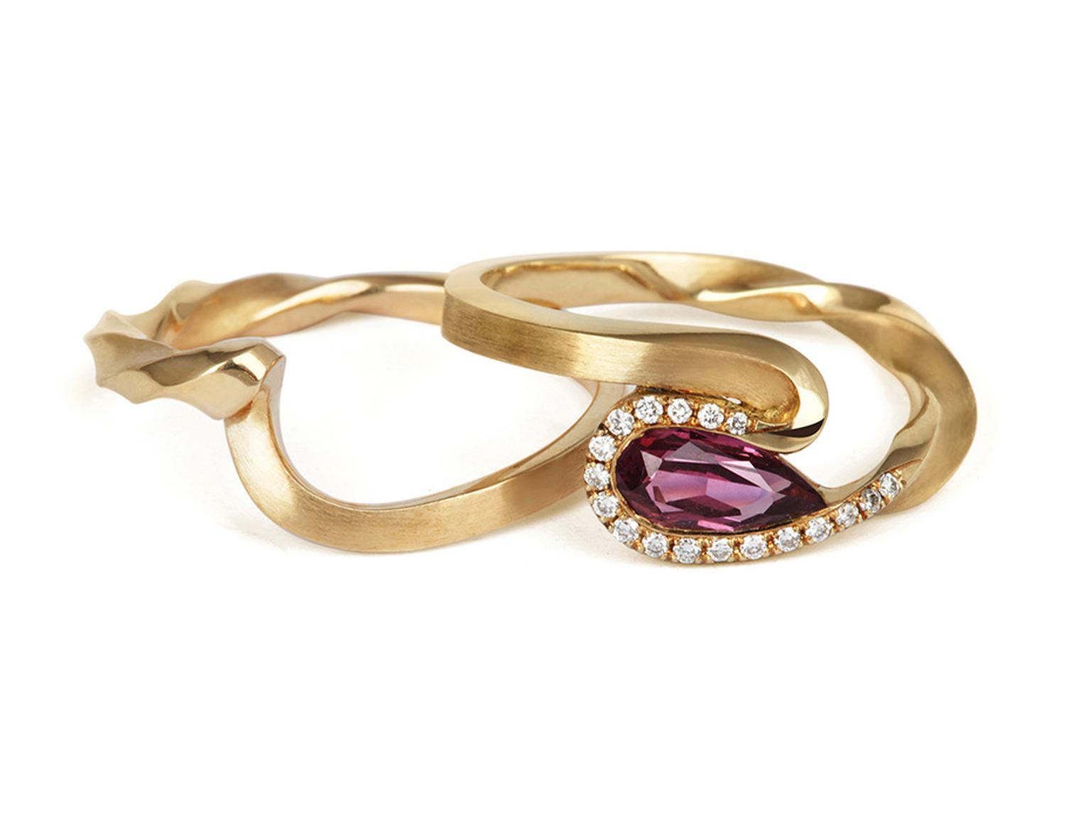 Jessica Poole Sapphire Twist Ring in Fairtrade yellow gold