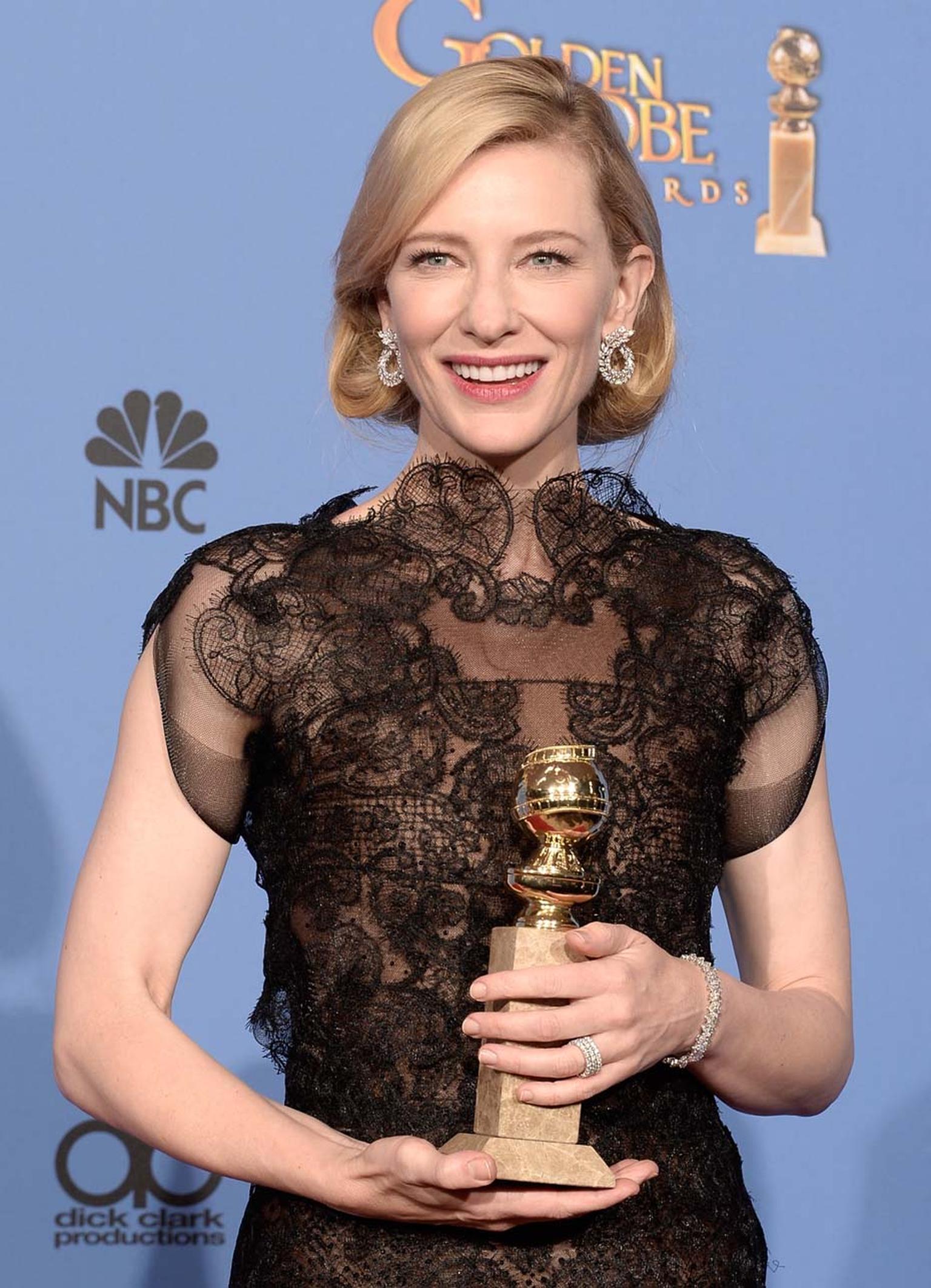 The third star to accept the Green Carpet Challenge was Cate Blanchett at the Golden Globe Awards in January 2014