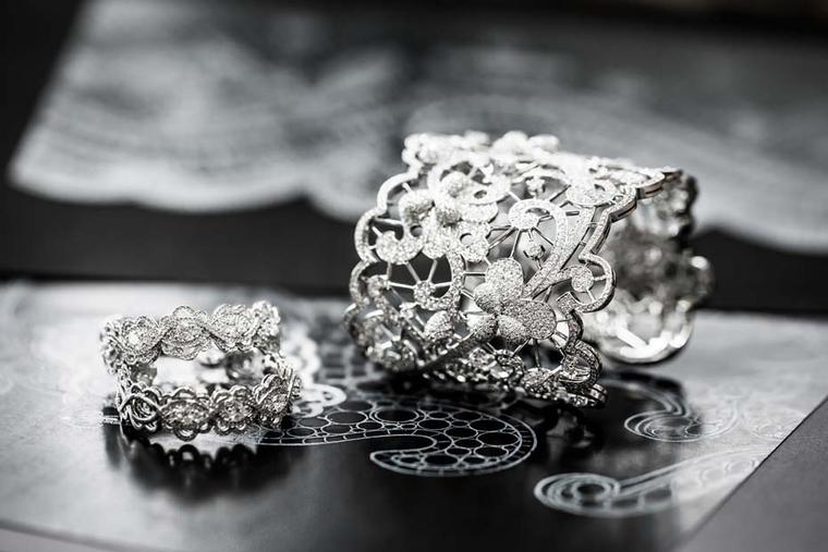 The Chopard Fairtrade white gold and diamond cuff and earrings worn by Marion Cotillard at the Cannes Film Festival 2013