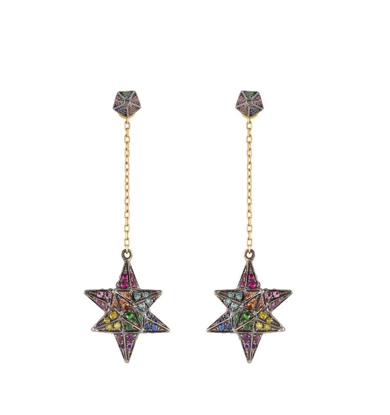 Noor Fares Macabre earrings with coloured gemstones
