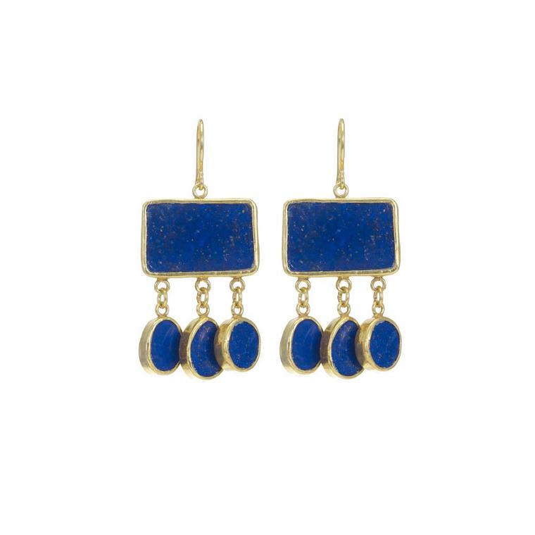 Pippa Small's Turquoise Mountain earrings in gold, set with lapis lazuli
