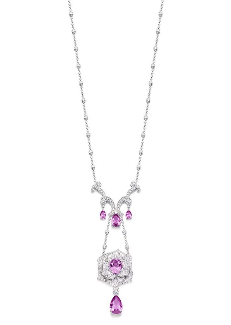 Piaget Rose Passion necklace in white gold, with pink sapphires and diamonds
