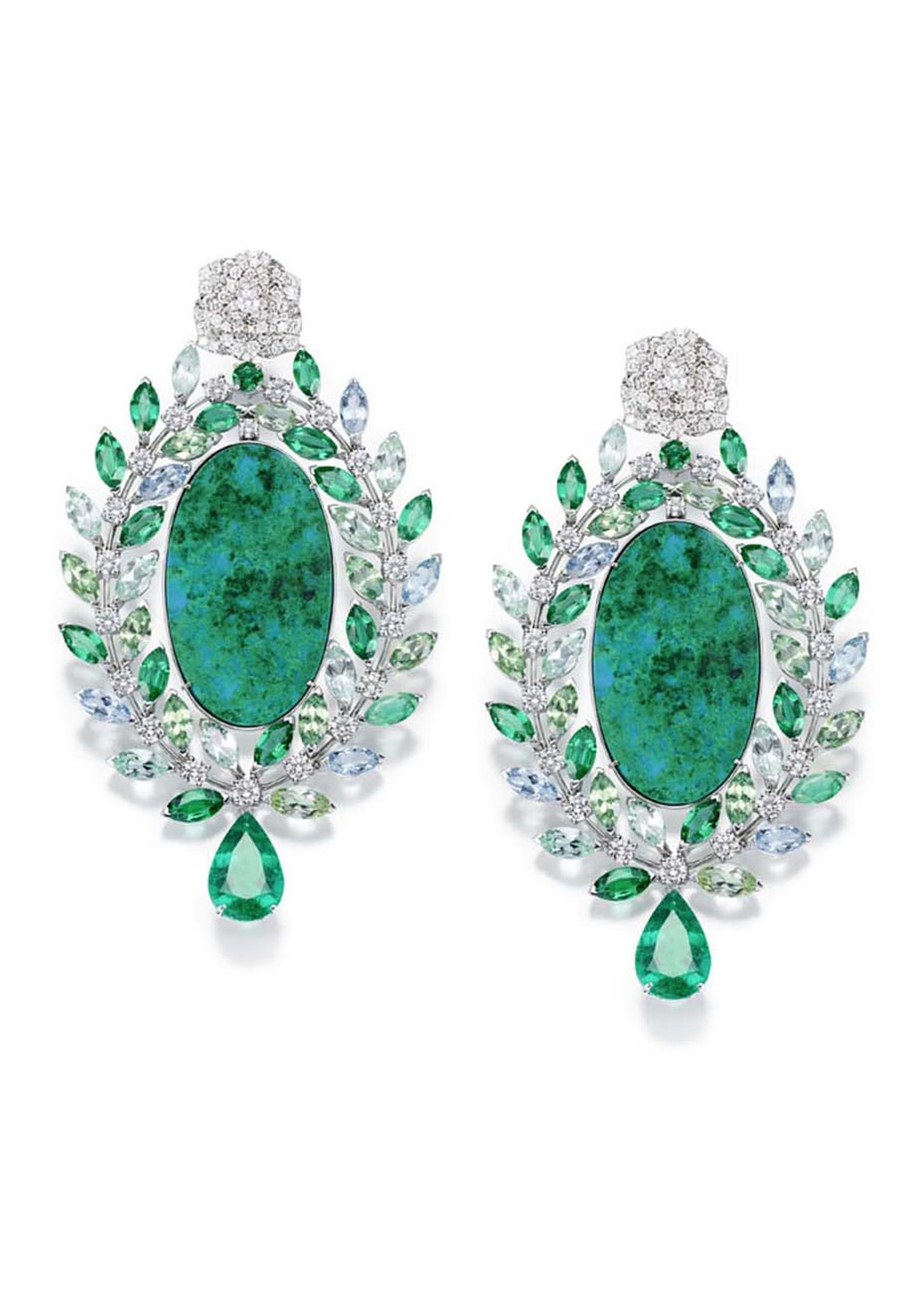 Piaget Rose Passion earrings in white gold, with diamonds and tourmalines