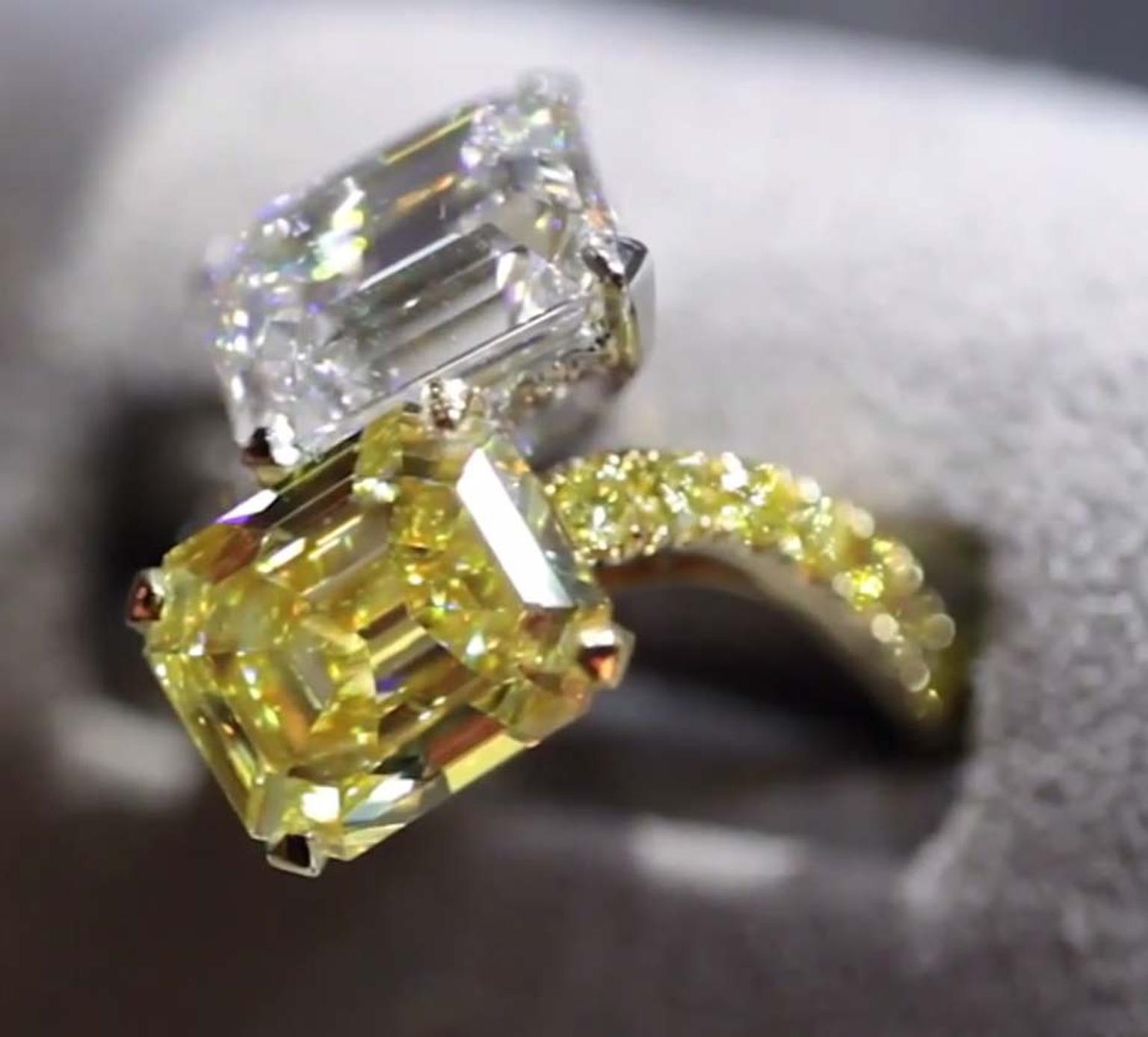 Graff yellow diamond and  white diamond ring
