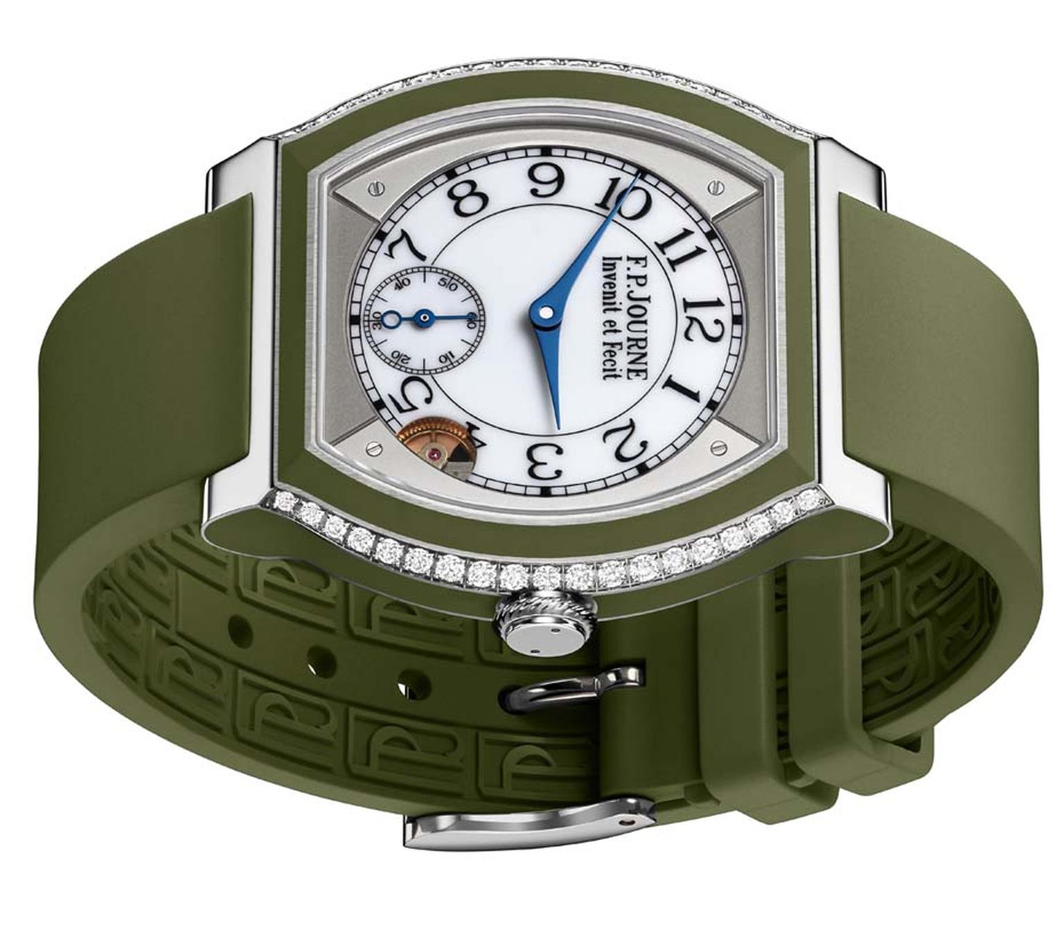 F.P. Journe Élégante watch in titanium and green rubber