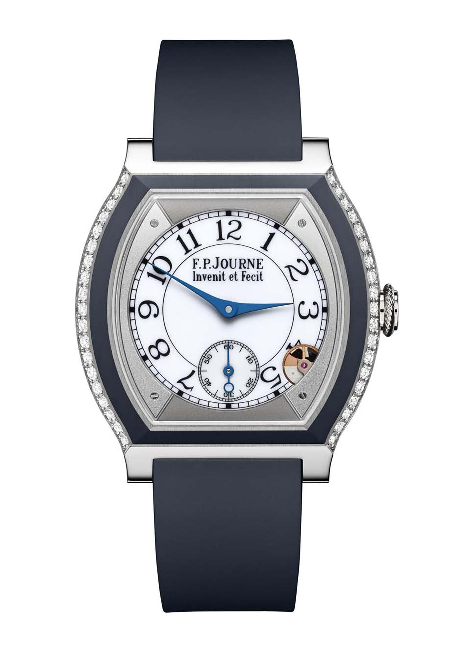 F.P. Journe Élégante watch in titanium and blue rubber