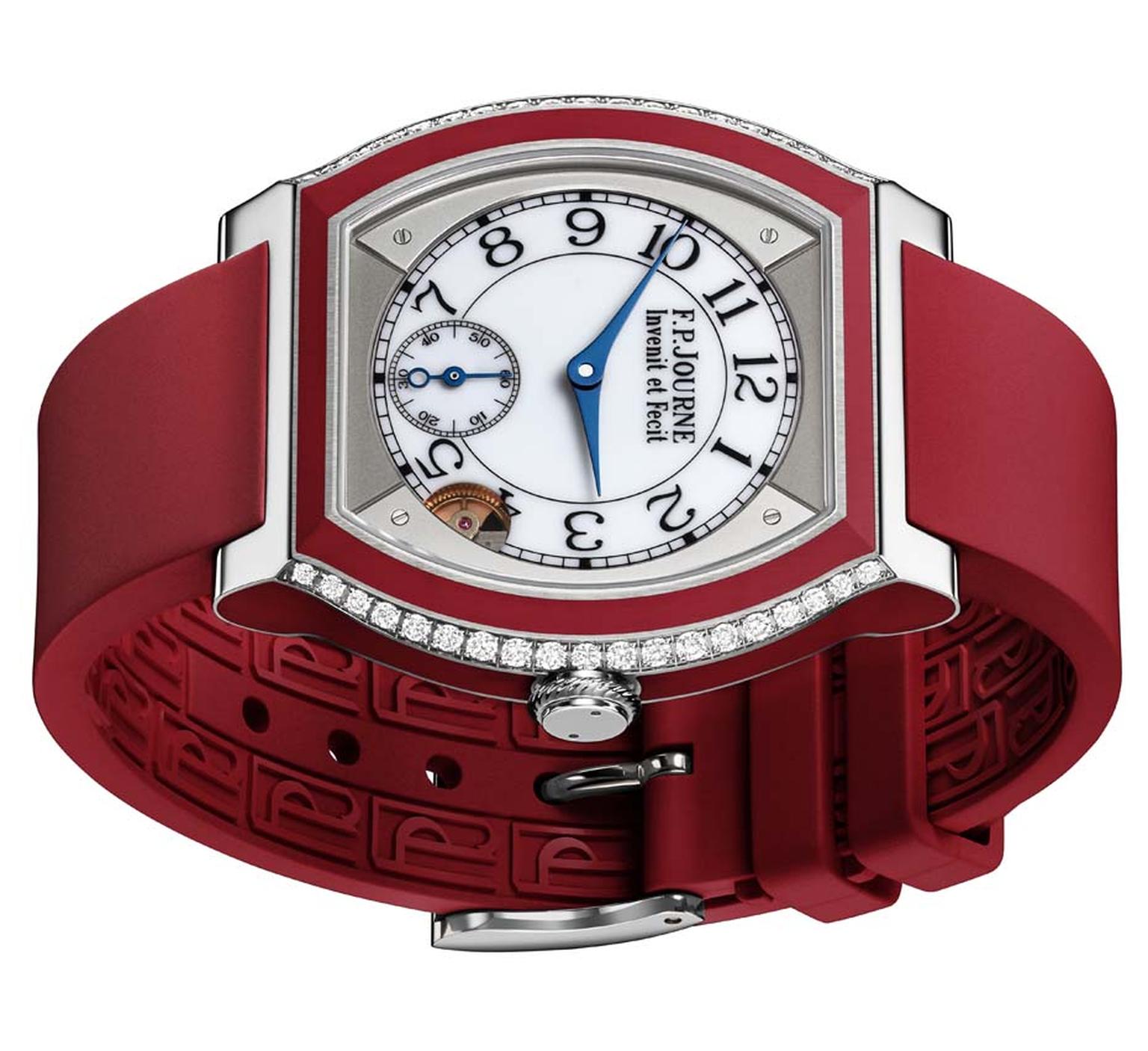 F.P. Journe Élégante watch in titanium and red rubber