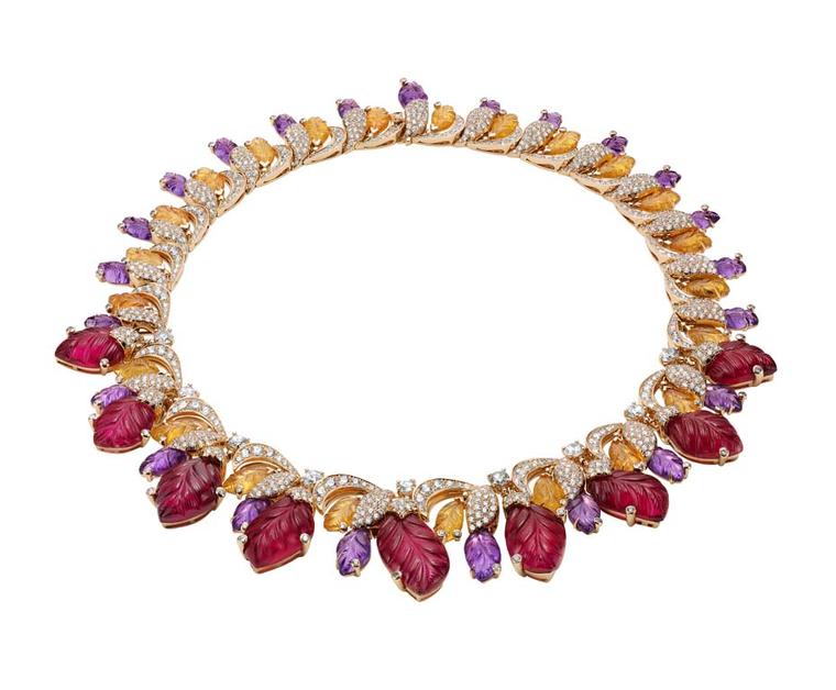 Bulgari 'Four Seasons Autumn' necklace in pink gold set with tourmalines, amethysts, spessartite and brilliant-cut and pavé-set diamonds