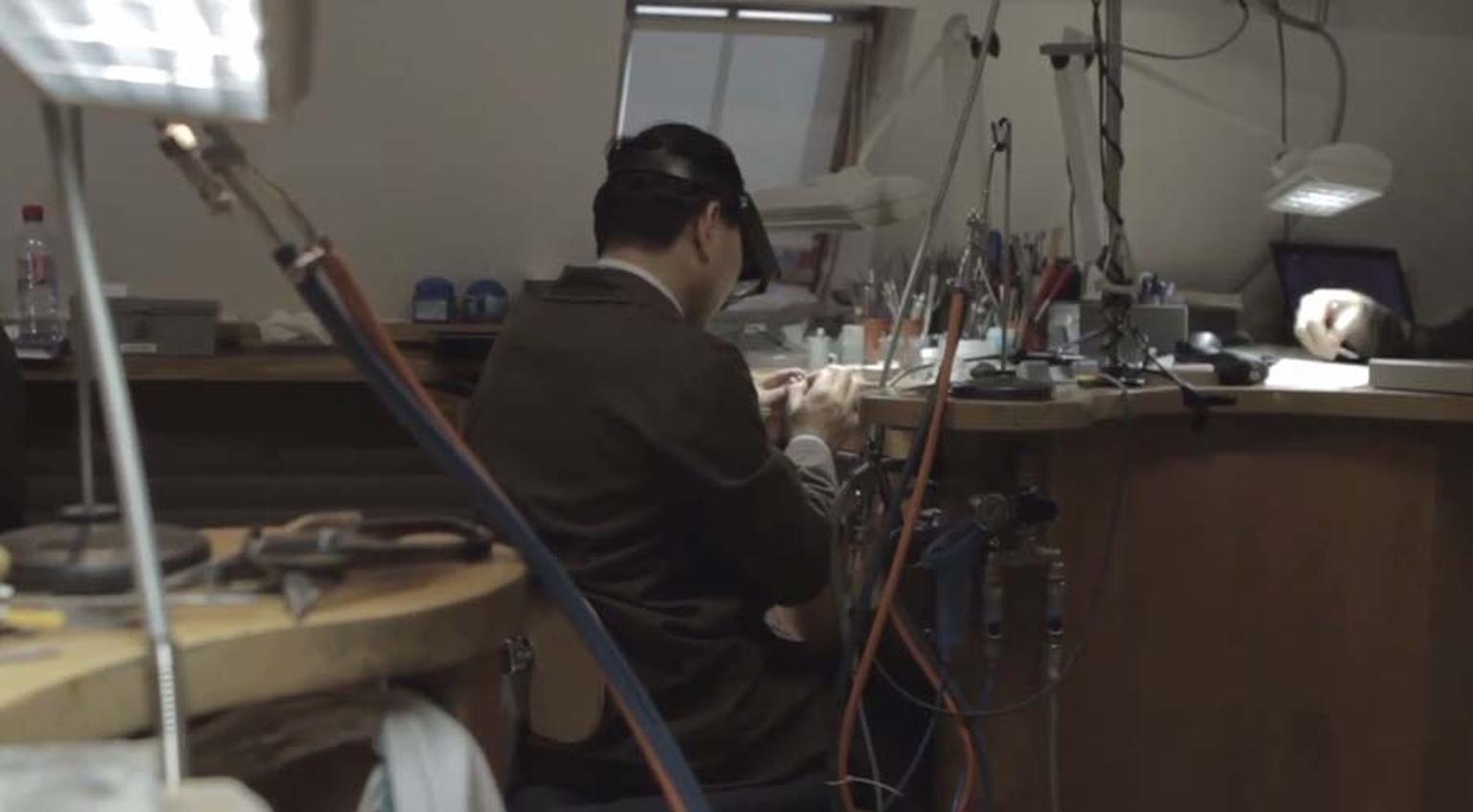 A jeweller working within Louis Vuitton's Paris atelier.